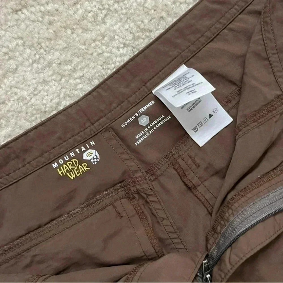 MOUNTAIN HARDWEAR Women OL1153 Brown Cropped Hiking Capri Pants SZ 10 Zip Pocket - Picture 7 of 15